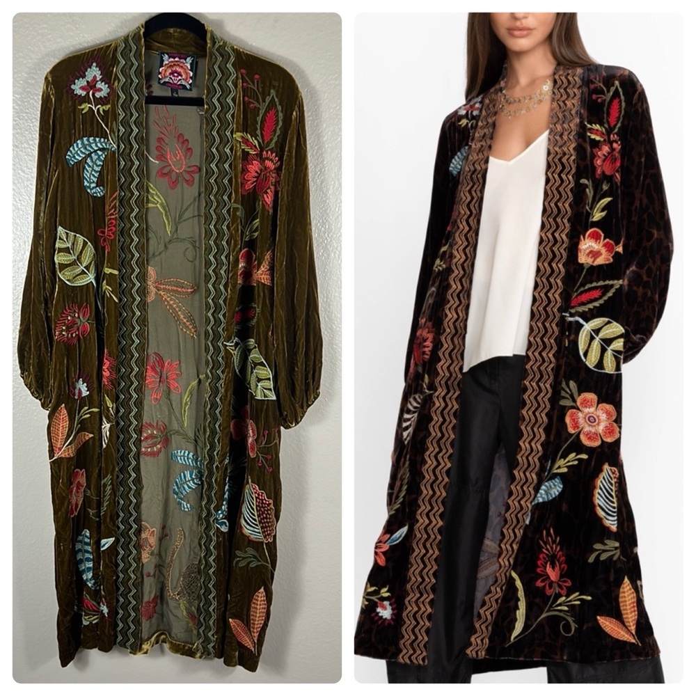 Johnny Was Isabella Velvet Bishop Sleeve Kimono Coat